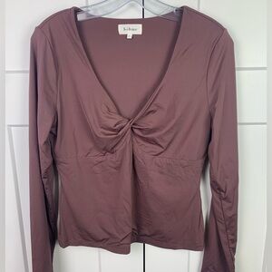 Bohme LARGE Brown Twist-Front V-Neck Long Sleeve Blouse sweetheart fairy